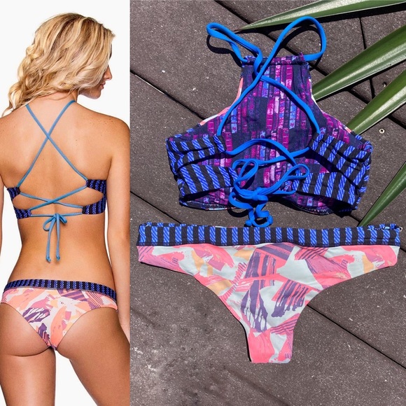 MAAJIx Revolve Boho Set - Van Gogh Mornings Corset Cheeky Cut Bikini - M/S - Picture 9 of 16